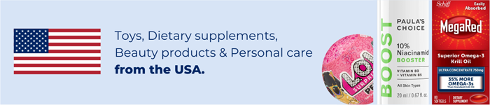 Toys, Dietary supplements, Beauty products & Personal care from the USA.