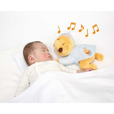 TAKARA TOMY "Issho ni Nene" Winnie the Pooh Мягкая игрушка спящий музыкальный Винни-пух для младенцев с мелодиями и звуками