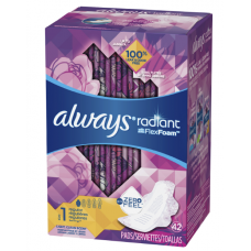 Always Radiant, FlexFoam, Size 1, Regular Pads with Wings, with aloe, scented, 42 ct