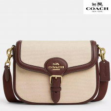 Coach Amelia Saddle Bag Canvas and smooth leather Cotton/Gold/Natural Multi