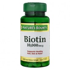 Nature's Bounty, Биотин, 10,000 мкг, 120 желатиновых капсул, быстрорастворимые