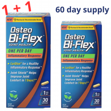 Osteo Bi-Flex 1 日 1 回  関節痛に対する炎症反応 、   ボスウェリアエキス + クルクミノイド + ビタミン D3、2 x 30 カプセル