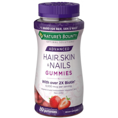 Nature's Bounty® Optimal Solutions Advanced/ Улучшенная формула Волосы, кожа, ногти, клубника, 80 жевательных мармеладок