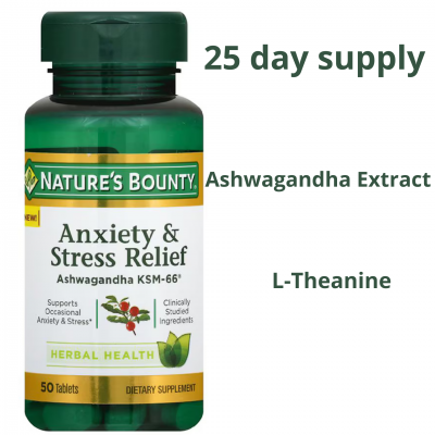 Nature's Bounty Anxiety & Stress Relief Ashwagandha KSM-66, 50 Tablets