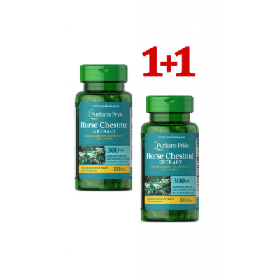 Puritan's Pride Horse Chestnut Standardized Extract 300 mg 100 Caplets (2 packs)