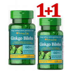 Puritan's Pride Ginkgo Bilobaイチョウビロバ標準化エキス60 mg、120 錠 X 2 パック