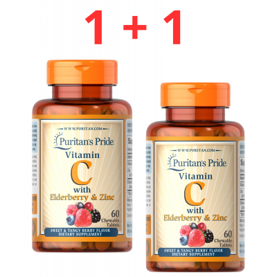 Vitamin C with Elderberry & Zink, 2 packs X 60 chewables