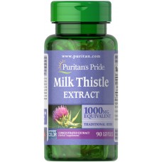 Puritan's Pride Milk Thistle 1000 mg 4:1 Extract (Silymarin), 90 Softgels