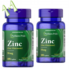 Puritan's Pride Zinc ( Zinc Gluconate) 50 mg,2 Х 100 caplets