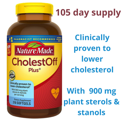 Nature Made CholestOff Plus Softgels Supplement for Heart Health Support, 210 Counts