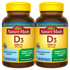 Nature Made Витамин Д3 1000 МЕ (25 мкг), 2 x 300 мягких таблеток