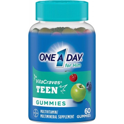 Bayer One-A-Day VitaCraves for Him Teen, комплекс мульти витаминов для подростков, для мальчиков, 60 жевательных мармеладок