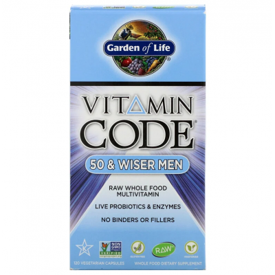 Garden of Life Vitamin Code Витаминный Код мультивитамины  для мужчин 50-ти лет и мудрее , 120 вегетарианских капсул