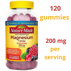 Nature Made 高吸収クエン酸マグネシウム 200mg 栄養補助食品グミ、120 個