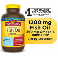 Рыбий жир без отрыжки Nature Made, мягкие таблетки 1200 мг, 200 шт.