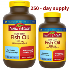 Nature Made Burp-Less Fish Oil 1200 mg Softgels, 2 x 250 ct