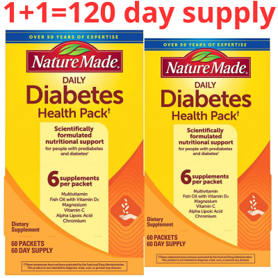 Nature Made 栄養サポートのためのデイリー糖尿病健康栄養補助食品パケット、2 x 60 パック