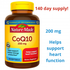 Nature Made CoQ10 200 mg Dietary Supplement for Heart Health Support, 140 Softgels