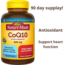 Nature Made CoQ10 400 mg Dietary Supplement for Heart Health Support, 90 Softgels