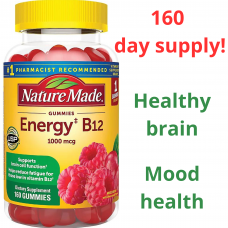 Nature Made Витамин B12, здоровый мозг, хорошее настроение, 160 жевательных мармеладок