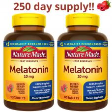 Быстрорастворимый мелатонин  от Nature Made, 10 мг, 2 x 125 таблеток