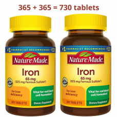 Nature Made 鉄 65 mg (硫酸第一鉄由来)、2 x 365 錠