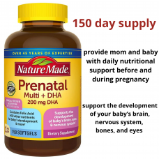 Nature Made Prenatal Multi + DHA, обеспечивает маме и ребенку ежедневную питательную поддержку, 150 мягких таблеток