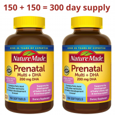 Nature Made 産前マルチ + DHA、お母さんと赤ちゃんに毎日の栄養サポートを提供します、2 х 150 ソフトジェル