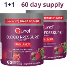 Qunol Поддержка здорового уровня кровяного давления с Co Q10,2 x 60 жевательных конфет