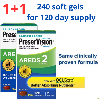 Bausch & Lomb PreserVision Витаминно-минеральная добавка для глаз AREDS 2 Formula, 2 x 120 мягких таблеток