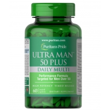 Puritan's Pride Мультивитамины для мужчин 50+, Ultra Man 50 Plus, 60 каплет в оболочке