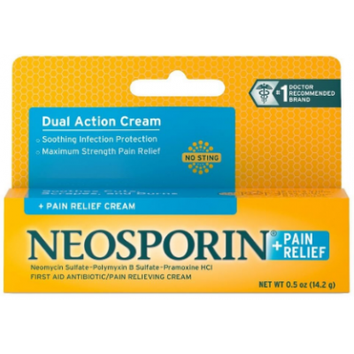 Neosporin + Pain Relief/ Крем двойного действия с антибиотиком Неоспорин + обезболивание для первой помощи, 14,2 г