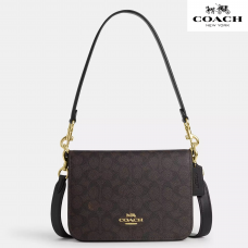 Coach Quinn Bag In Signature Canvas /Gold/Walnut/Black