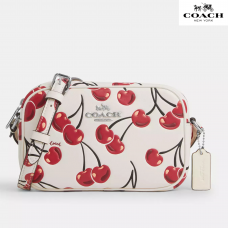 Coach сумочка Mini Jamie Camera из гладкой кожи белая с красными вишнями