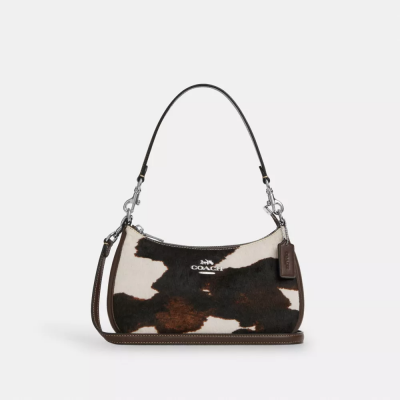 Coach Teri Shoulder Bag With Cow Print/ cow printed haircalf/Silver Coach Teri Shoulder Bag With Cow Print/ cow printed haircalf/Silver