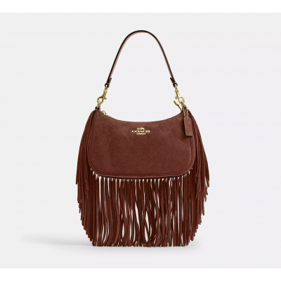 Coach Teri Shoulder Bag With Fringe suede/Im/Vintage Brown Coach Teri Shoulder Bag With Fringe suede/Im/Vintage Brown