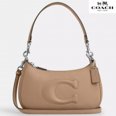 Coach Сумочка на плечо Teri Shoulder Bag гладкая кожа/серебро/бежевая