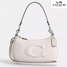 Coach Сумочка на плечо Teri Shoulder Bag гладкая кожа/серебро/белая