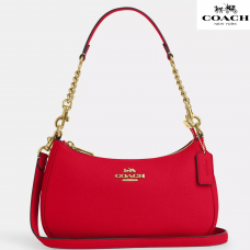 Coach Сумочка на плечо Teri кожаная насыщенный красный с золотом