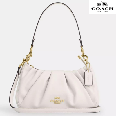 Coach Сумочка на плечо Teri Shoulder Bag со складками, молочная с золотом  