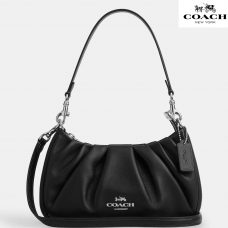 Coach Сумочка на плечо Teri Shoulder Bag со складками, черная с серебром  