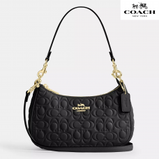 Coach Teri Shoulder Bag In Blocked Signature Leather/Gold/Black