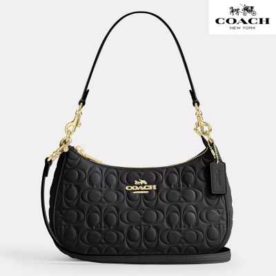 Coach Teri Shoulder Bag In Blocked Signature Leather /Gold/Black