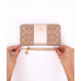 Coach Boxed Long Zip Around Wallet In Signature Canvas Gold/Tan/Light Champagne