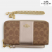 Coach Boxed Long Zip Around Wallet In Signature Canvas Gold/Tan/Light Champagne