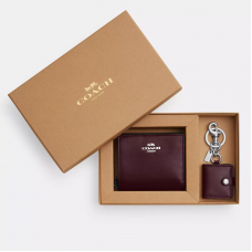 Coach  コーチ 箱入りスナップ財布と額縁バッグチャーム  スムースレザー/シルバーダークボルド