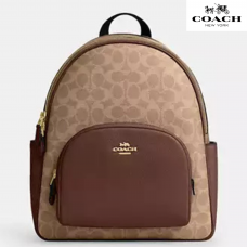 Coach Court Backpack In Signature Canvas Gold//Tan/Brown
