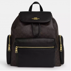 Coach Baby Backpack In Signature Canvas Gold/Walnut/ Black