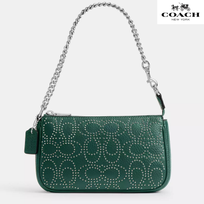 Coach Nolita 19 c фирменными заклепками, кожа/серебро/зеленый