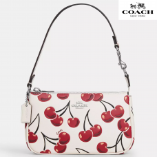 Coach Nolita 19 из натуральной кожи c вишневым принтом, серебро/ белый/ красный